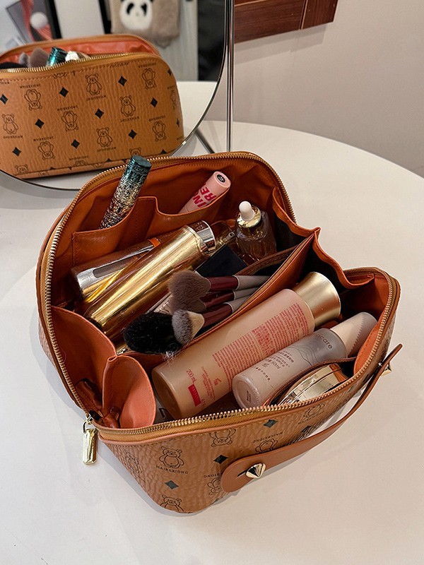 Pu Pillow Makeup Bag Women'S Portable Cosmetics Storage Bag Travel Large Capacity Wash Bag