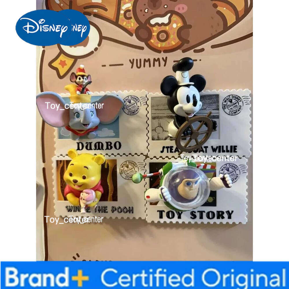 Disney 100%Genuine Blind Box Mickey Cartoon Fun Life Stamp Series Refrigerator Sticker Magnetic Action Figure Christmas Gift Toy H260123