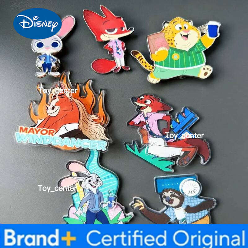 Disney New Zootopia 2 Co-branded Alloy Badge Acrylic Rotating Refrigerator Magnet Commemoration and Collection, A Gift for Friends H260123