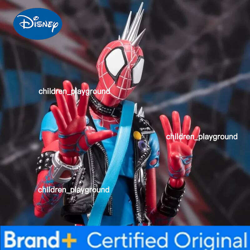 Disney 16cm CT MARVEL Across the SpiderVerse Spider Punk Hobby Anime Collection Action Figures Mobile Handheld Toy Model Ornament Gift H260123