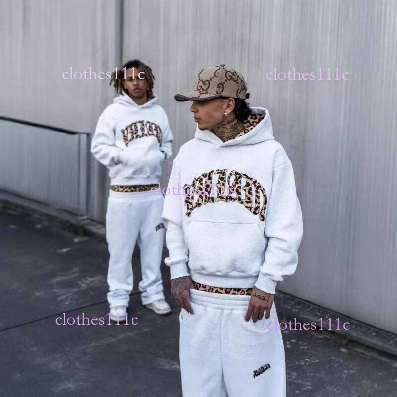 New Arrivals Street Fashion Leopard Print Letter Embroidered Men Sportswear Suit Y2k American Casual Retro Hoodie Trend Loose Clothing Luanyun