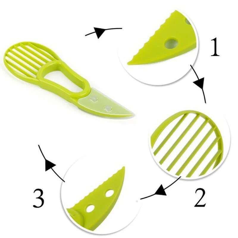 JJYY 3 In 1 Avocado Slicer Shea Corer Butter Fruit Peeler Cutter Pulp Separator Plastic Knife Kitchen Vegetable Tools