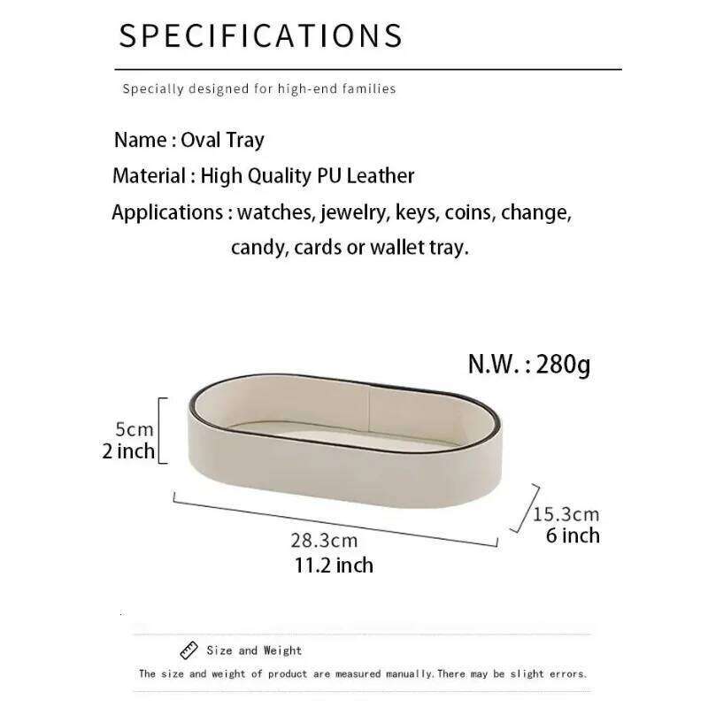 PU Leather Storage Entrance Jewelry Organizer Box Desktop Cosmetics Miscellaneous Tray Home Living Room Decoration