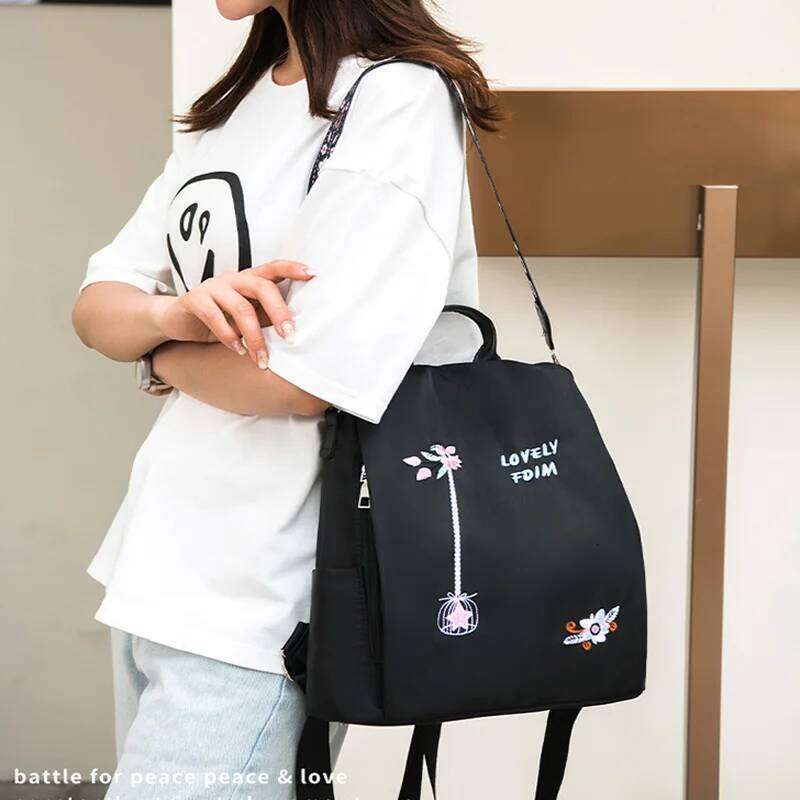 New Flower Embroidery Women's Fashion Backpacks Nylon Multiple Pockets Backpack For Women Daily Travel Z260124