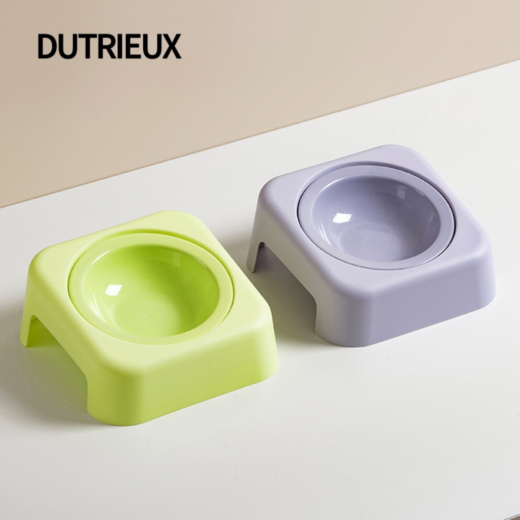 H2557 Neck-protecting cat food bowl, tall ceramic double bowl to prevent tipping.