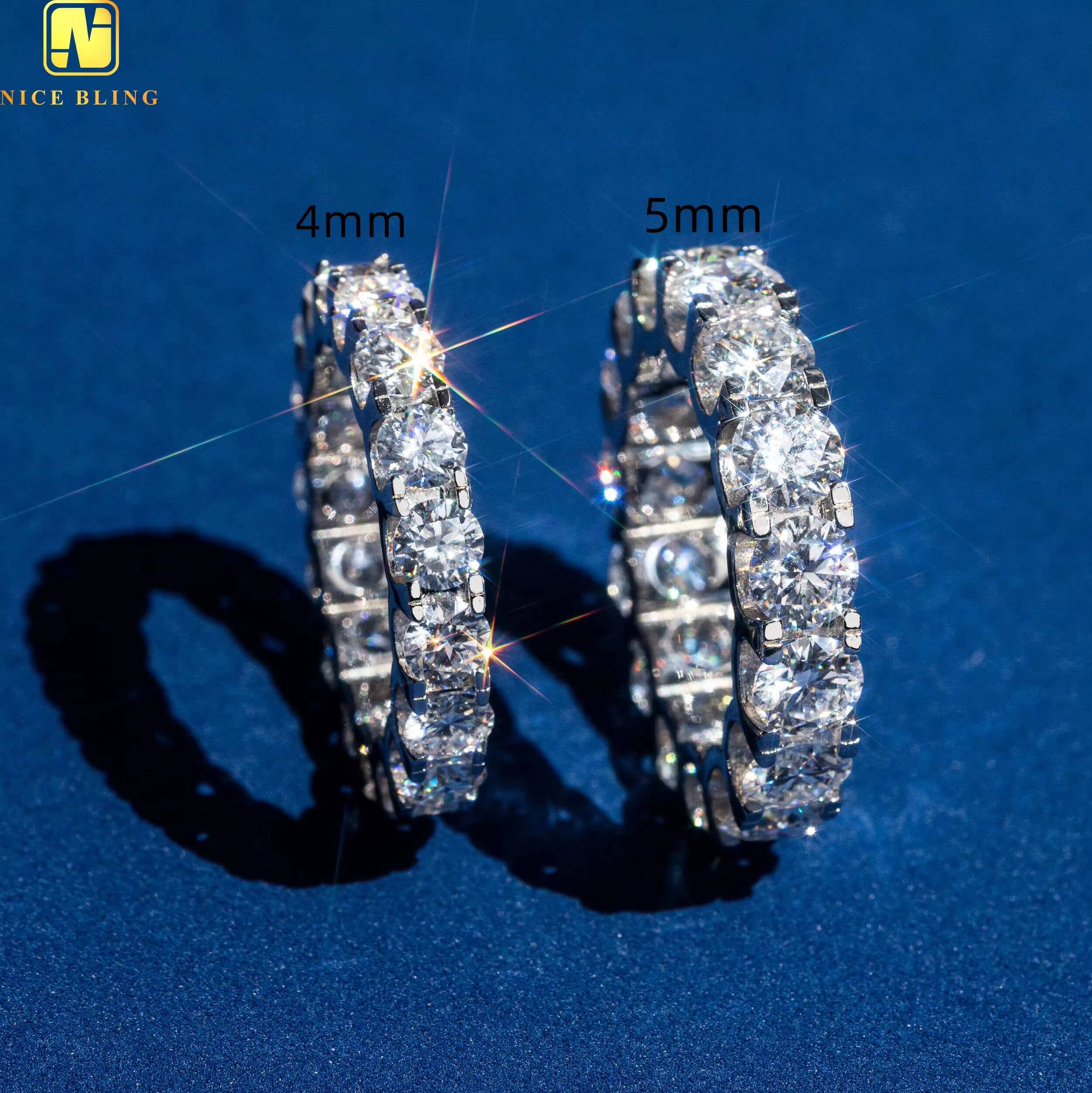 Radiant Cut Emerald Infinity Ring Band Ring Collection Real Gold Plated Jewelry Moissanite 925 Rings Unisex Hip Hop Fine Jewelry