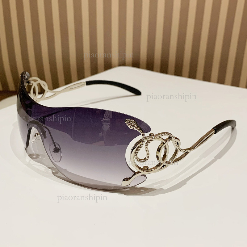 2026 Designer New Personalized Women's Sunglasses Luxury Brand Fashion Accessories Y2K Integrated Lens High End Cool Frameless Outdoor Glasses Wh