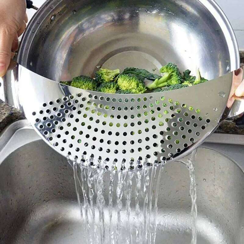 Pan Drainer For Home Kitchen Easy Pot Strainer Stainless Steel Pasta Spaghetti Practical Draining Tool