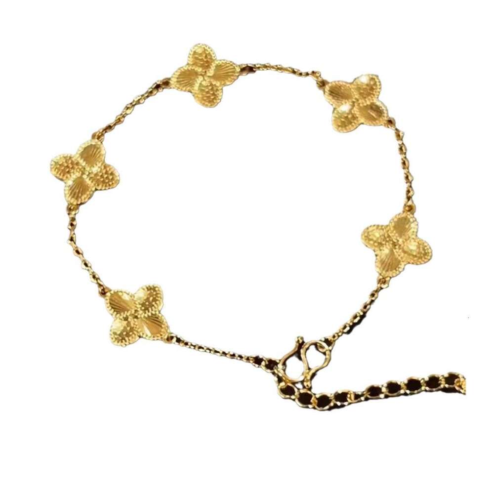 Gold Filled Sparkling Star Dragon Scale Clover CNC Carved Four-Leaf Flower Crushed Ice Bracelet Fashion Jewelry - view 6