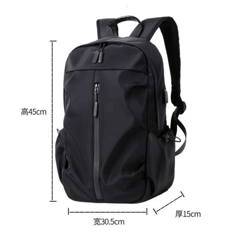Simple solid color backpack with laptop compartment and USB charging port, suitable for travel, commuting, school, business Z260124