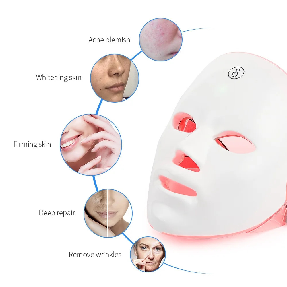 Rechargeable LED Mask 7 Colors Pon Beauty Skin Rejuvenation Home Face Lifting Whitening Care 260108