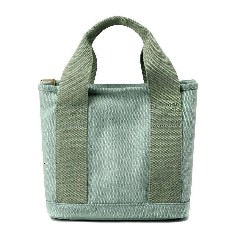 Handheld Thickened Canvas Mobile Phone Bucket Tote Small with Zipper Compartment Simple Shoulder Bag Birthday Gift Z260124