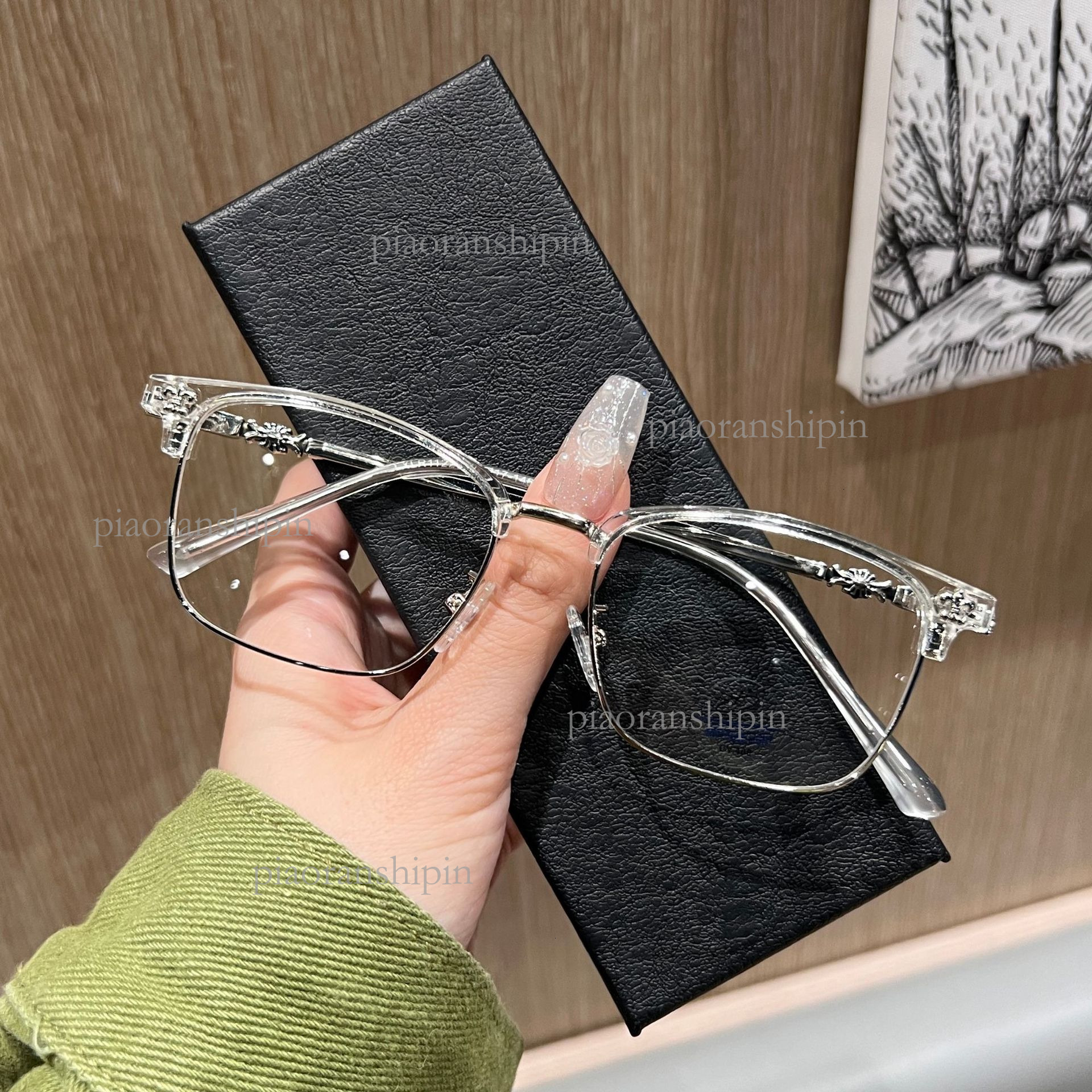 2026 Designer Men's Half Frame Cool Glasses Luxury Brand Retro Eyeframe Art Fashion Blue Light Barrier Glasses Multi Functional Trendy Accessorie - view 3