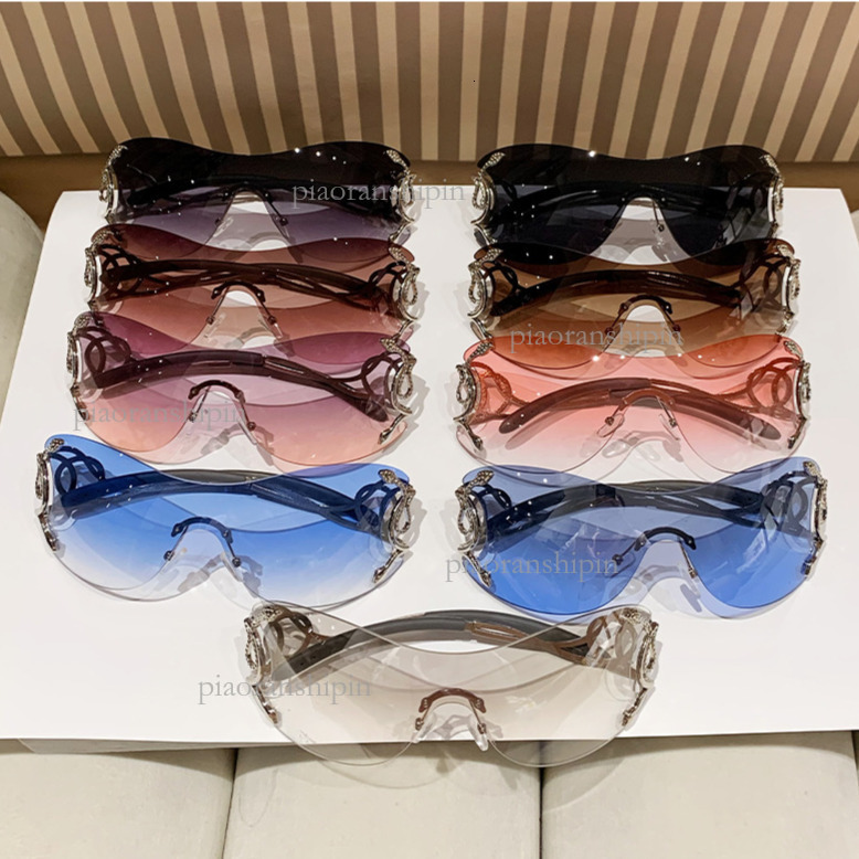 2026 Designer New Personalized Women's Sunglasses Luxury Brand Fashion Accessories Y2K Integrated Lens High End Cool Frameless Outdoor Glasses Wh