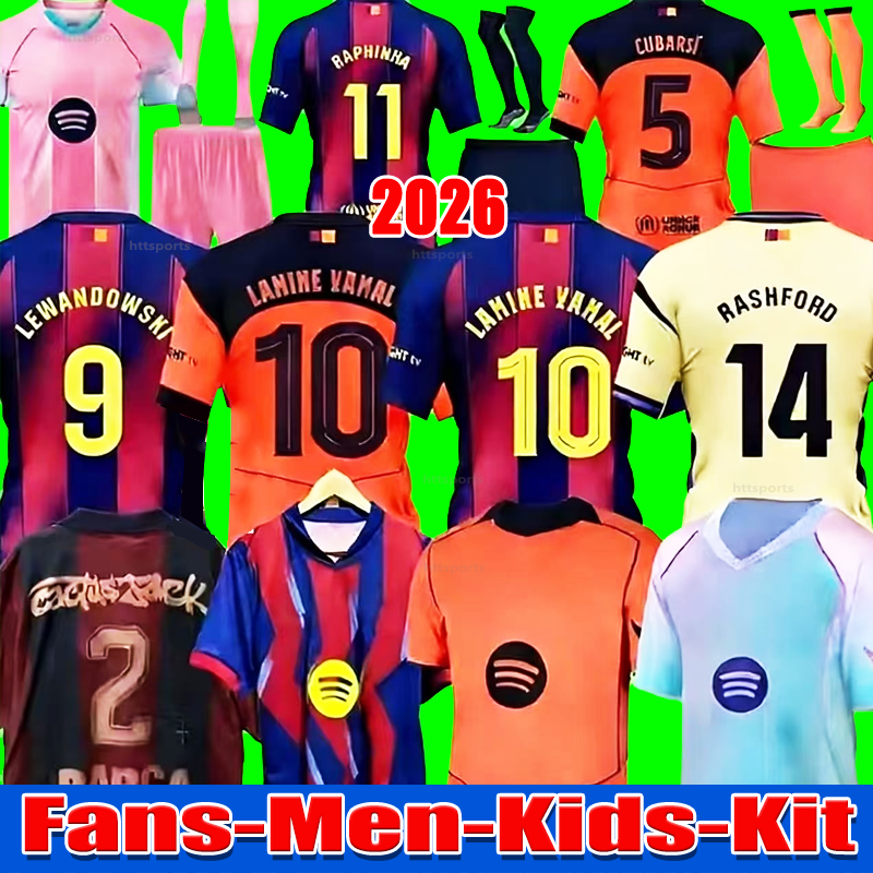 26 27 LAMINE YAMAL Lewandowski Soccer Jerseys GAVI Raphinha FERRAN 2025 2026 Football Shirt TOP F. DE JONG Men Women Kids Kit Camiseta Barcalona Travis