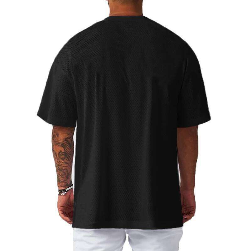 T Oversized Loose Fashion Casual Hip Hop Shirt Mesh Quick Dry Men's T-Shirt Gym Sports Fitness Running Training Short Sleeves Tees C260124