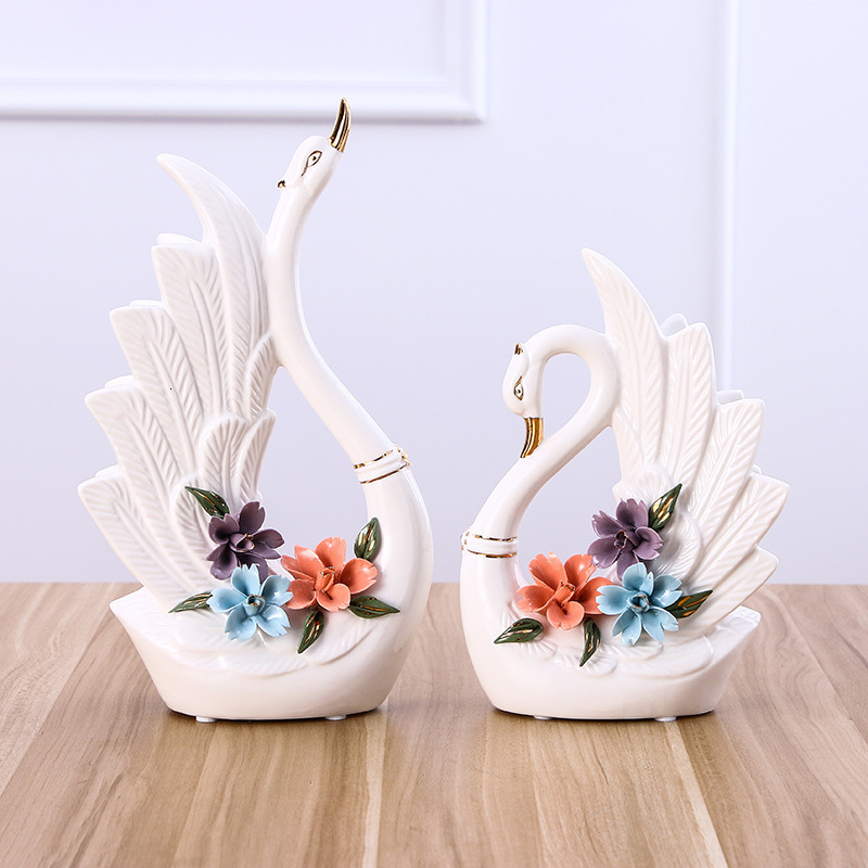 Ceramic Swan Ornament Modern Practical Home Decoration European Style Living Room Craft Creative Wedding Gift DisplayLJ200903