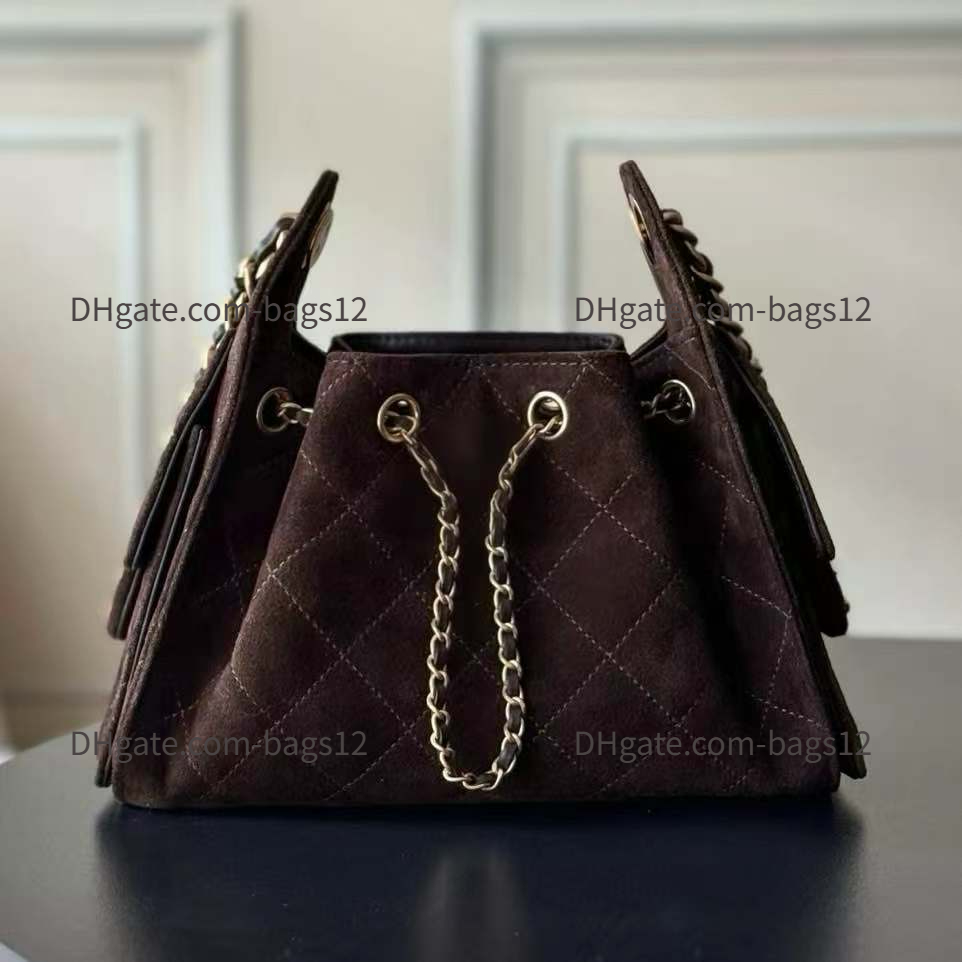 25 Bag Mini Designer Bag Hobo Bag Crossbody Luxury Handbag Dark brown Suede bags Genuine Leather Bucket Bag Caviar Calfskin Shoulder Purse 12A Mirror Quality With Box