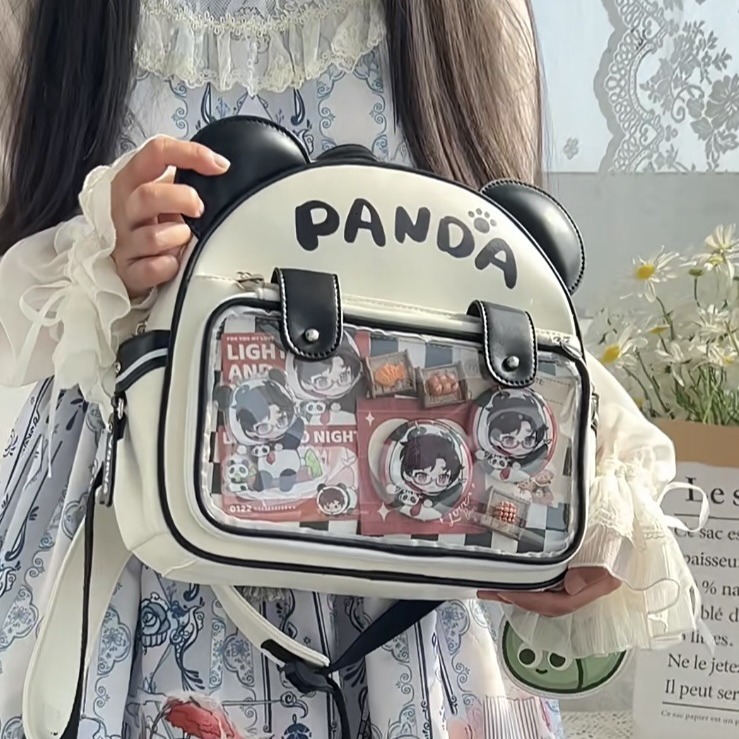 Japanese Style New Large Capacity Cute College Student Anime Big Belly Panda Backpack Tote Shoulder Bag
