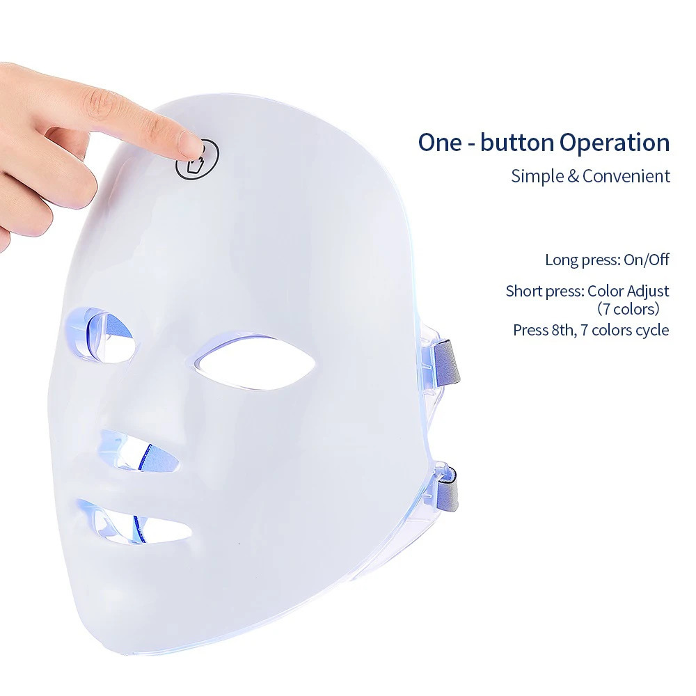 Rechargeable LED Mask 7 Colors Pon Beauty Skin Rejuvenation Home Face Lifting Whitening Care 260108