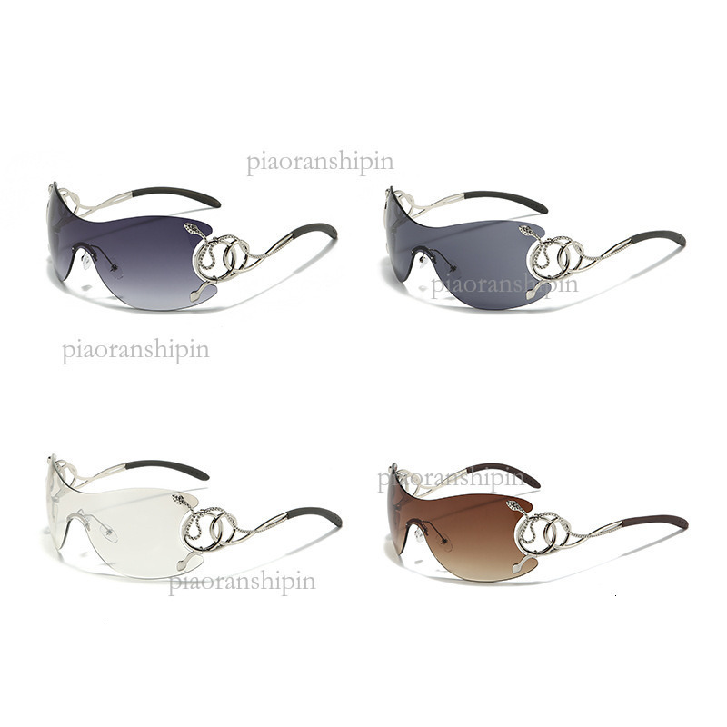 2026 Designer New Personalized Women's Sunglasses Luxury Brand Fashion Accessories Y2K Integrated Lens High End Cool Frameless Outdoor Glasses Wh