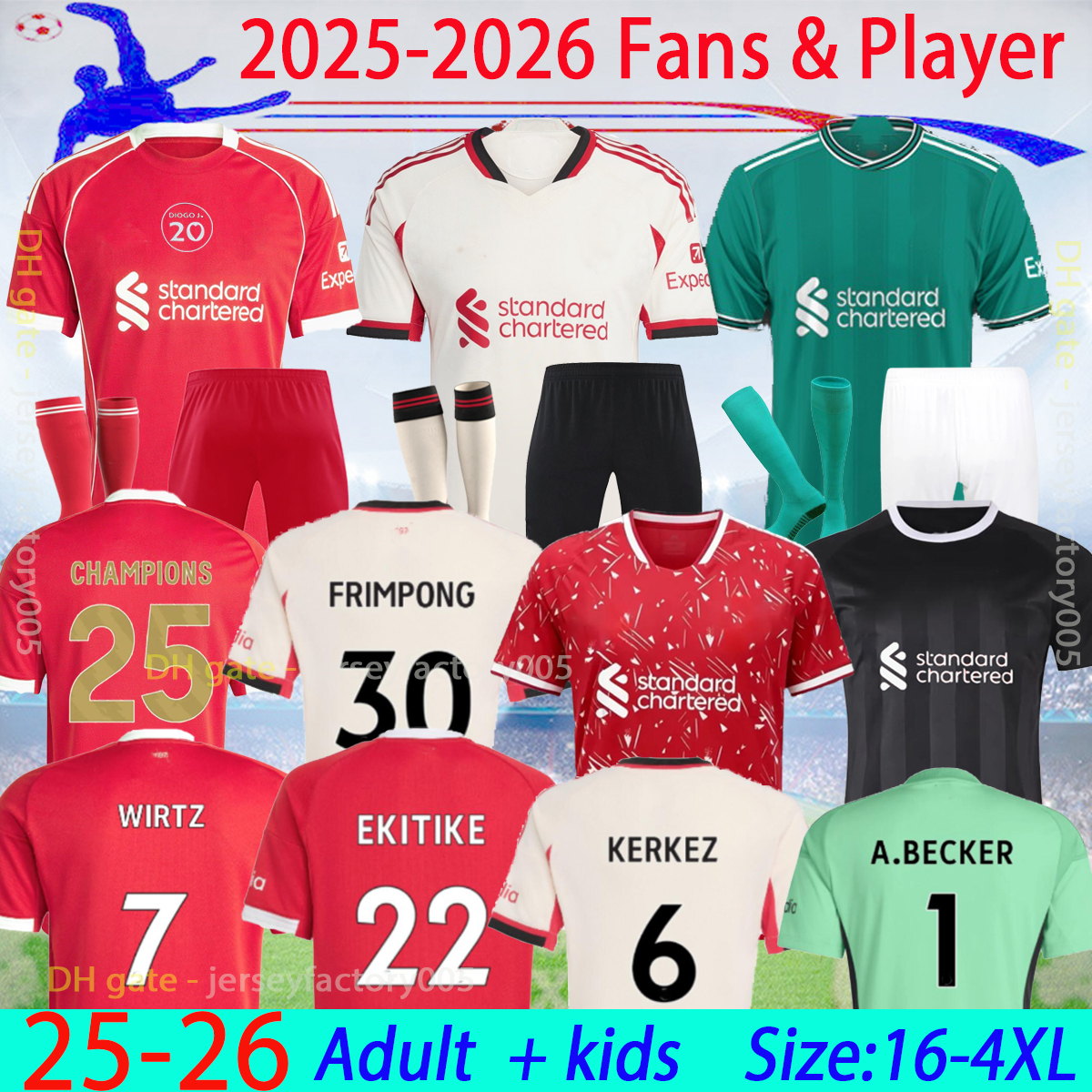 16-4XL 25 26 27 DIOGO J. WIRTZ soccer jersey 2025 ISAK LFCfootball shirt ENDO GAKPO DIOGE JOTA goalkeeper EKITIKE FRIMPONG SZOBOSZLAI A.BECKER Player men kids kit