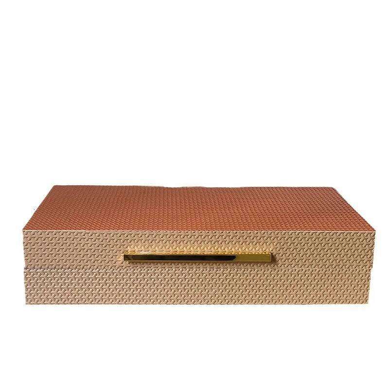 Woven leather jewelry storage box, sample room decoration box, wooden craftwork, new Chinese style ornament