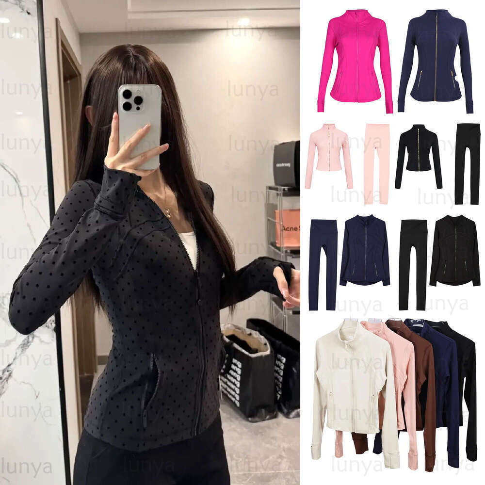 2026 #1 Rated Yoga luluity lemonal men Jacket Cropped Jacket With Gold Zipper Women Long Sleeve Sport Coat Fitness Gym Sweatshirt Jogging luluity lemonal men Jackets