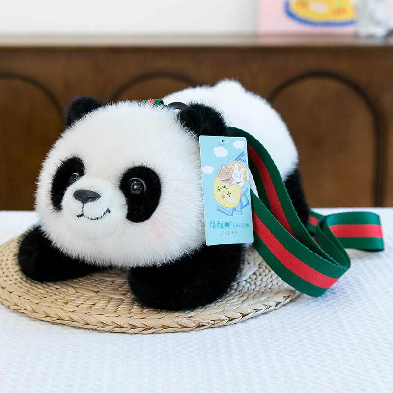 Simulation Lying Plush Backpack Sichuan Giant Panda Tourism Base Souvenir Birthday Gift Crossbody Bag