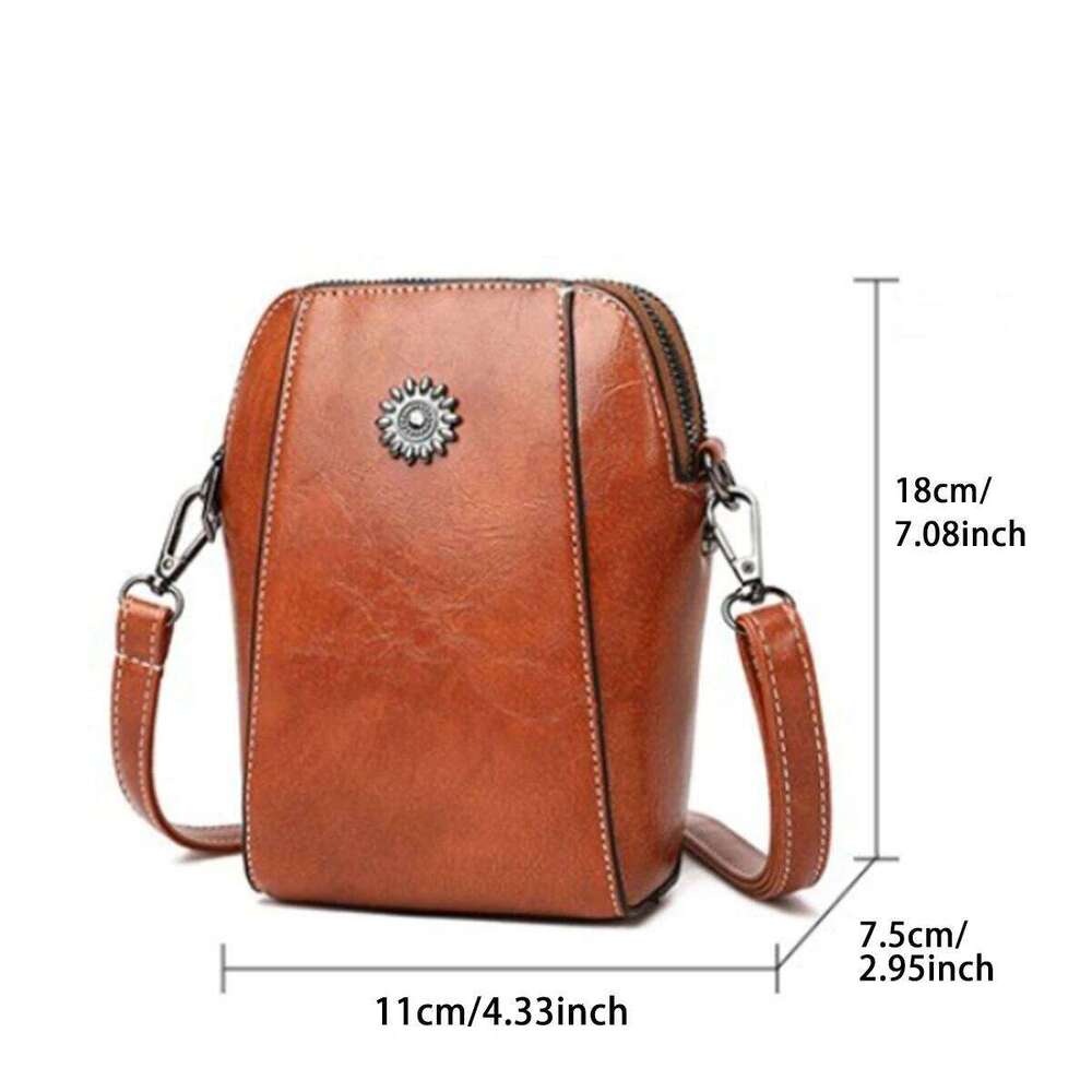 Ladies' fashionable soft leather single-shoulder trendy vertical design crossbody bag, portable phone storage bag Z260124