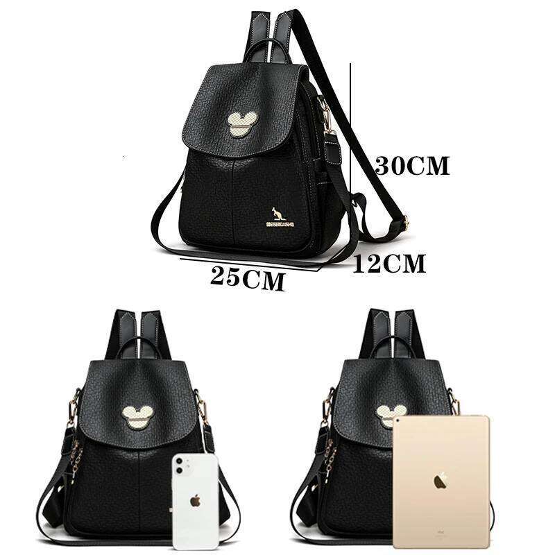 2024 Luxury Travel Fashion School Bag Multiple Pockets Leather Brand Women Classic Backpack Girls Mochilas Feminina Z260124
