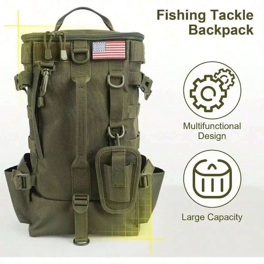 Bag with Rod Holders, Large Storage, Tackle Box Backpack Carrying Fishing Gear and Equipment, Gifts for Men Z260124