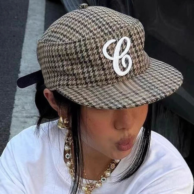 Spicy Girl Retro Flat-top Leopard Print Plaid Baseball Cap Womens Spring Autumn Men Hip-hop Sun Hat Korean Groups Cap 260113