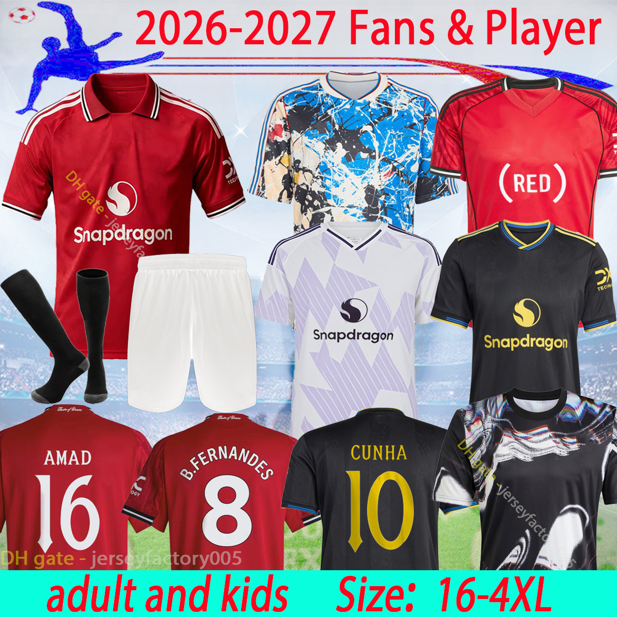 2026 CUNHA 26 27 SESKO Stone Roses Soccer Jerseys GARNACHO HOJLUND MARTINEZ MOUNT football shirt B. FERNANDES men kids kits 16-4XL
