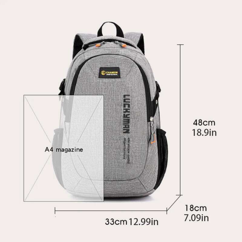 Lightweight neutral travel backpack with multiple compartments pockets, adjustable shoulder straps, suitable for school and Z260124