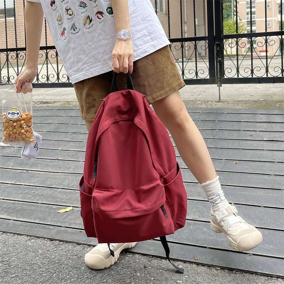 Nylon Versatile Large Capacity Waterproof School Student Backpack Washable Black Grey White Red Computer Bag Unisex Z260124