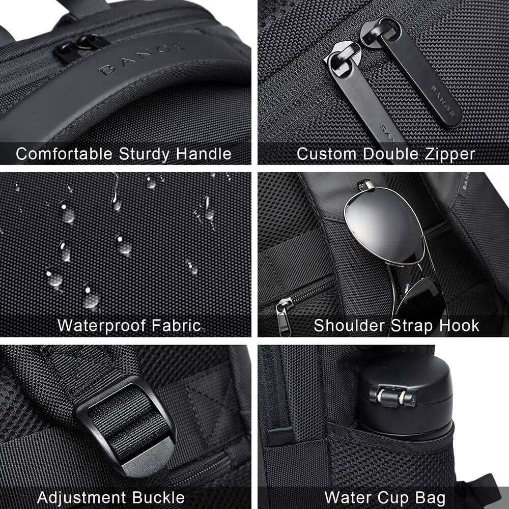 BANGE Travel Waterproof Backpack with USB Charging Port Fit 15.6 Inch Laptop Backpacks for Men and Women, Teenager School Bags Z260124