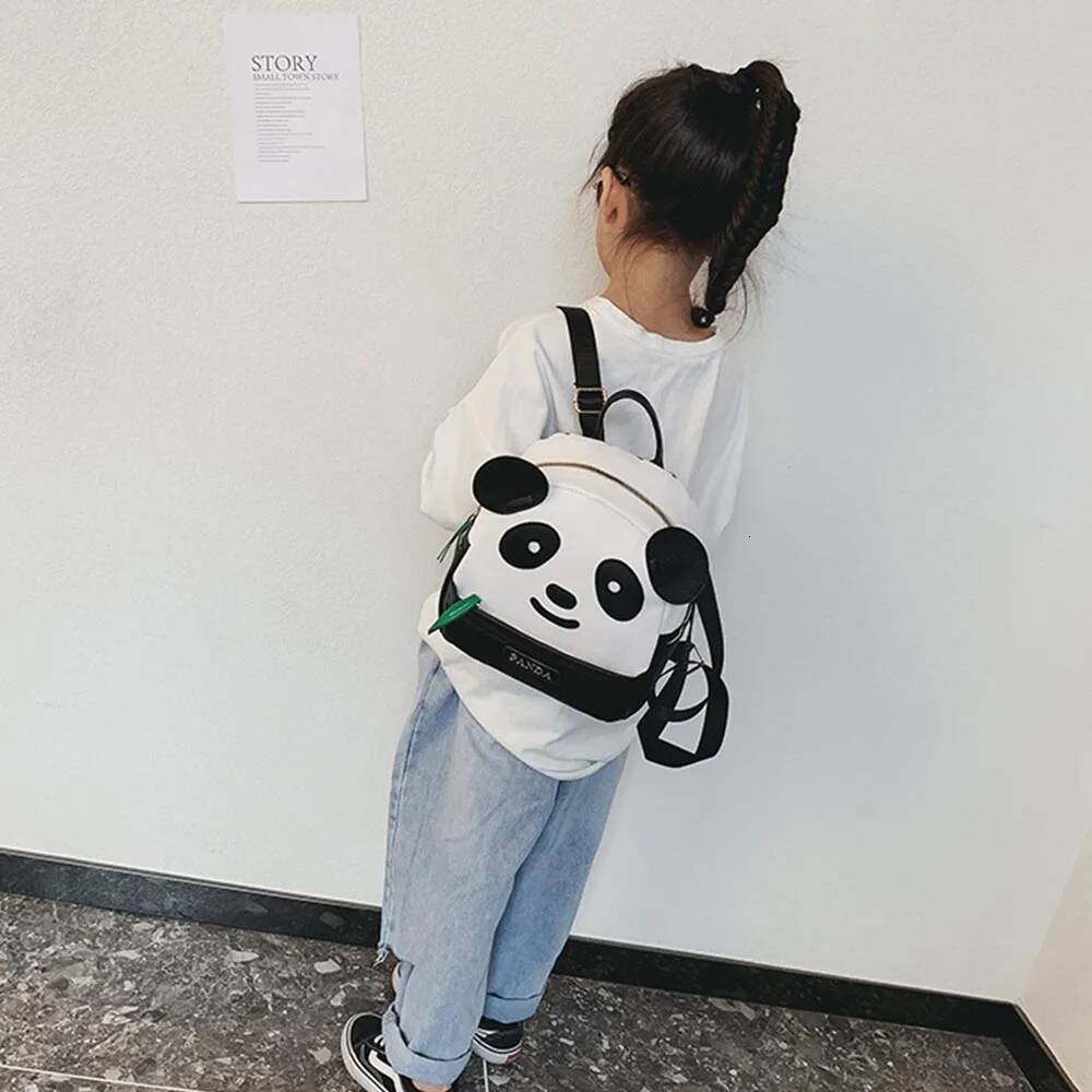 Customized Backpack Kindergarten School Cartoon Panda Name Embroidered Children's Cute PU Fashion Gift Bag