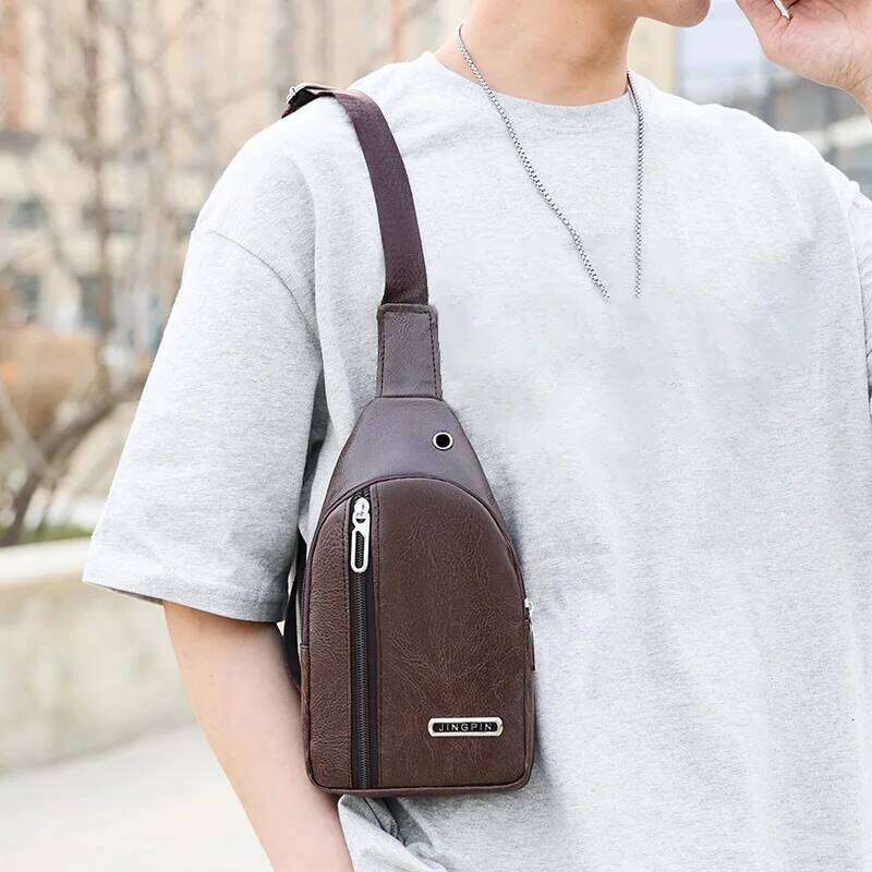 2025 Vintage Men Shoulder Bag Fashion Business Package Leather Crossbody Sling Messenger Bags Big Capacity Male Chest Pack Z260124