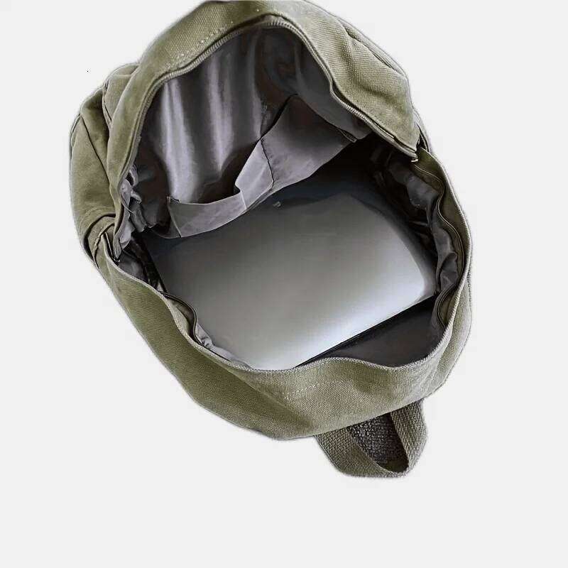 Vintage Simple Large Capacity Canvas Schoolbag Multiple Pockets Travel Backpacks Unisex Z260124