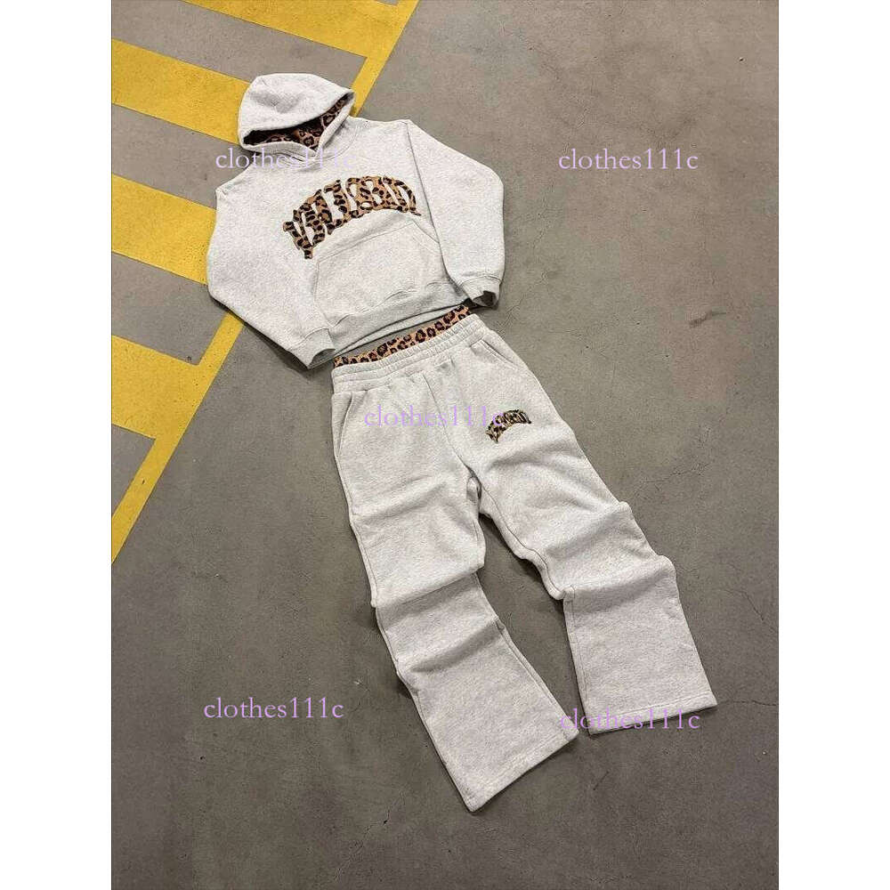 New Arrivals Street Fashion Leopard Print Letter Embroidered Men Sportswear Suit Y2k American Casual Retro Hoodie Trend Loose Clothing Luanyun