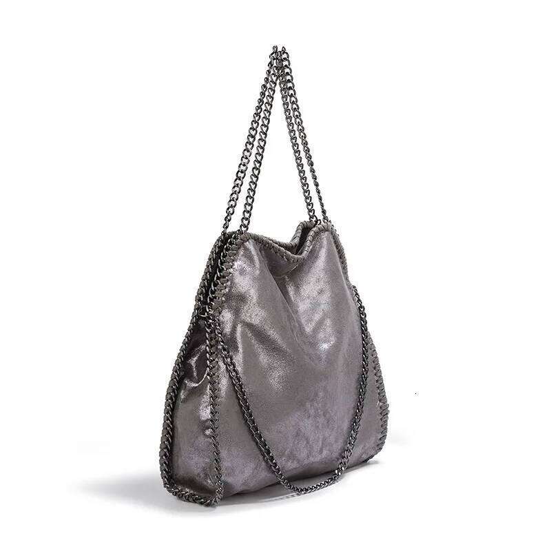 Fashion Women's Chain Shoulder Vintage Large Capacity Crossbody Tote Bag Female Foldable Solid Color Handbags Shopping Bags