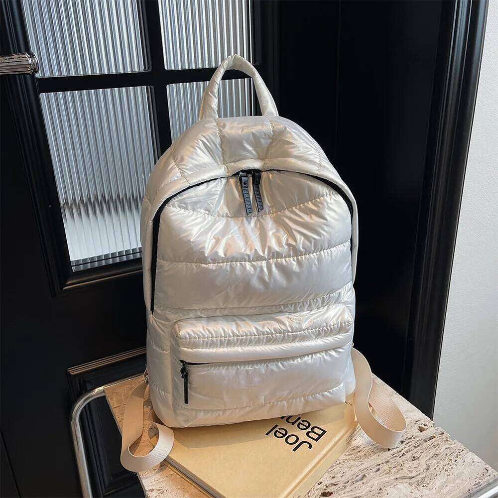Puffer Bookbag Adjustable Strap Backpack Multi Pocket Women Men Handbag Rucksack for Work Travel Z260124