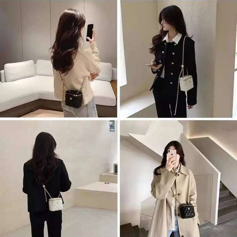 Women's Mini Fashion Crossbody Retro Travel Adjustable Single-Shoulder Camellia Rhombic Chain Small Bag for Women Z260124