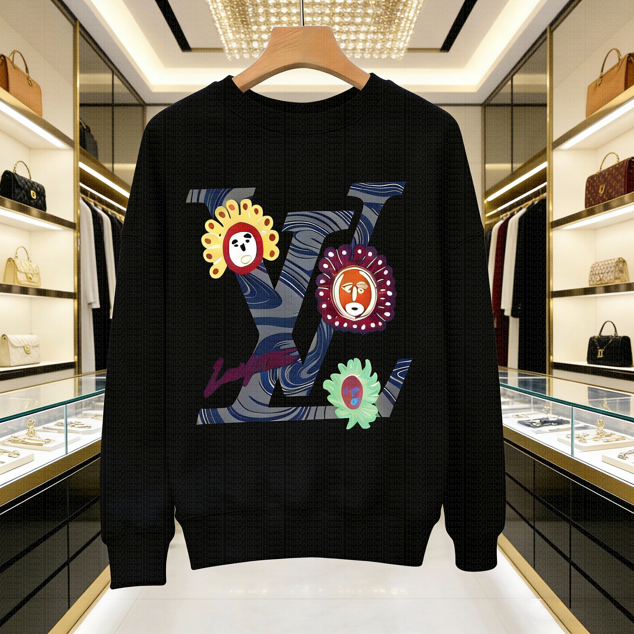 Men's Hoodie 2026 New Luxury Couple Sweatshirt High Quality Cotton Blend Pullover with Floral Print Crew Neck Long Sleeve Unisex Streetwear