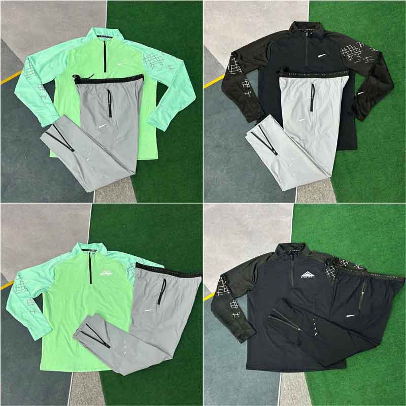 Designer brand men sports suits fashionable sports clothes track and field training suits half-zip quick-drying long-sleeved shirts fitness joggers pants