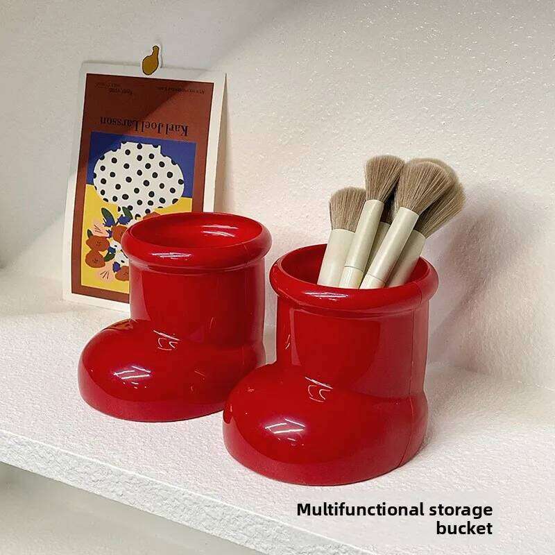 Desktop Organizer Box Cute Shoe Storage Pen Holder Makeup Brush Container for Domestic Living Room Bedroom Kitchen Use Christmas Decoration