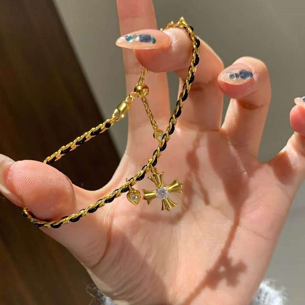 Ancient Black Gold Cross Bracelet 2026 New Model Light Luxury Niche Fashion High-End Woven Jewelry