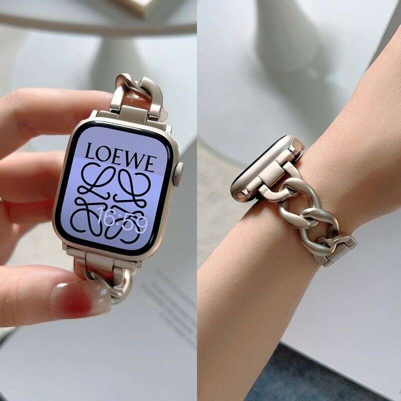 Starlight Apple iWatch S10 Ultra 9 8 7 6 5 4 3 2 1 Watch Band Little Chanel Style Metal Chain