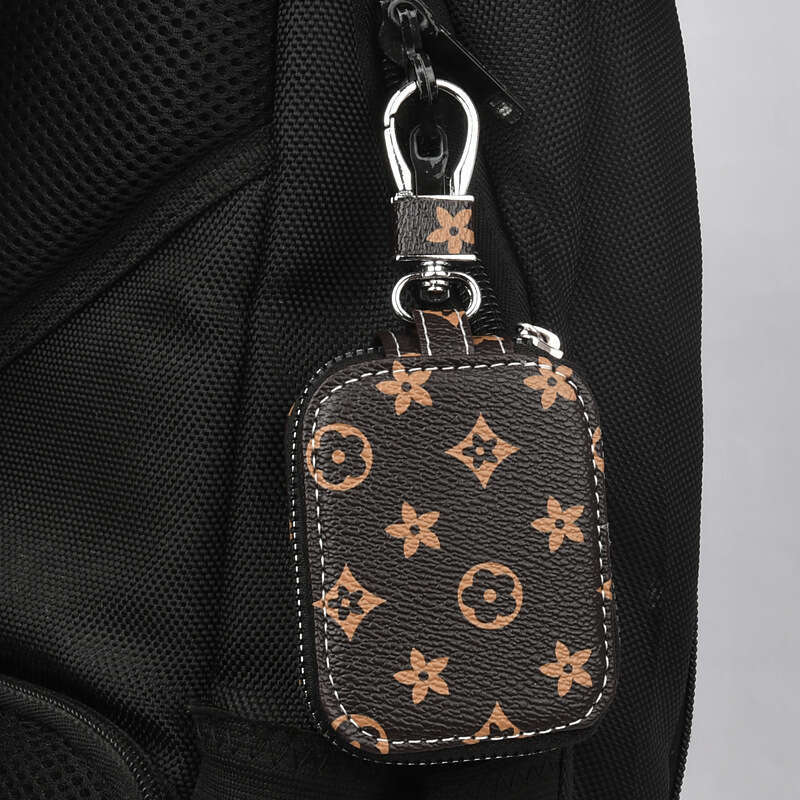 Earphone Case Classic Pattern PU Leather Pouch With Carabiner For Apple AirPods Pro 3 2 Huawei Samsung Headphones